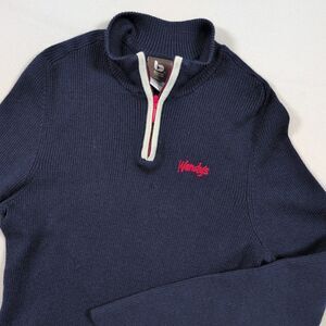 Wendy's by Barco Employee 1/4 Zip Sweater Pullover Women's Sz M Blue Knit Work